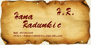 Hana Radunkić vizit kartica